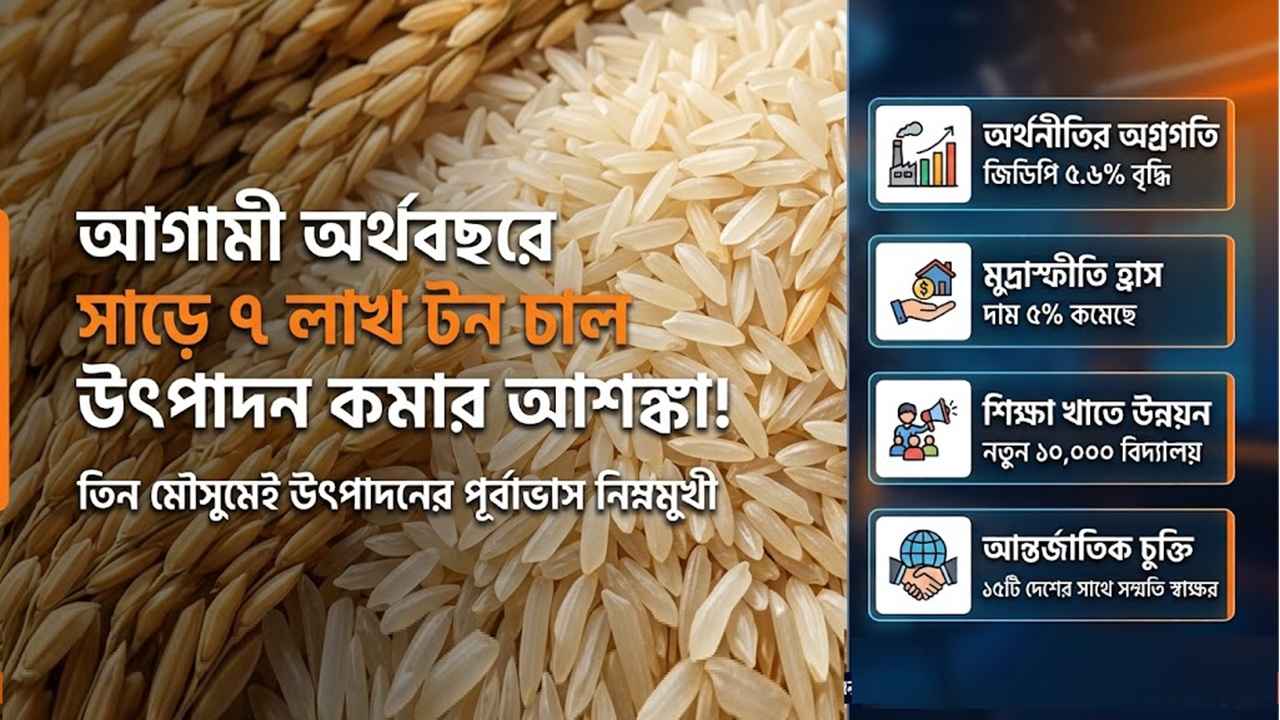 আগামী অর্থবছরে কমবে সাড়ে ৭ লাখ টন চাল উৎপাদন!